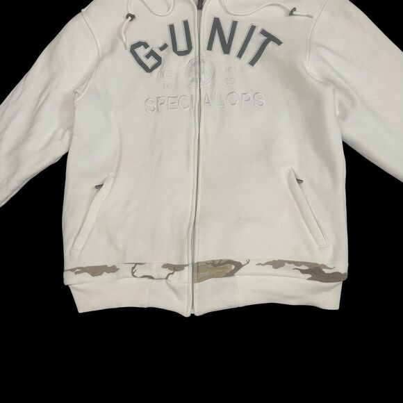 Vintage G-Unit Hoodie Mens L Heavy Weight Reversible White Camouflage Y2K - Picture 3 of 16